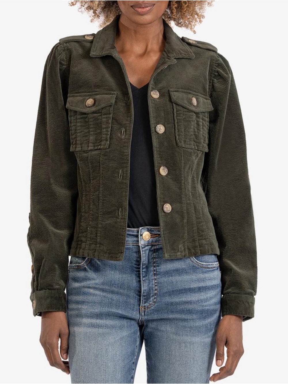 KUT From The Kloth Kyra Corduroy Jacket Olive Large KJ46202